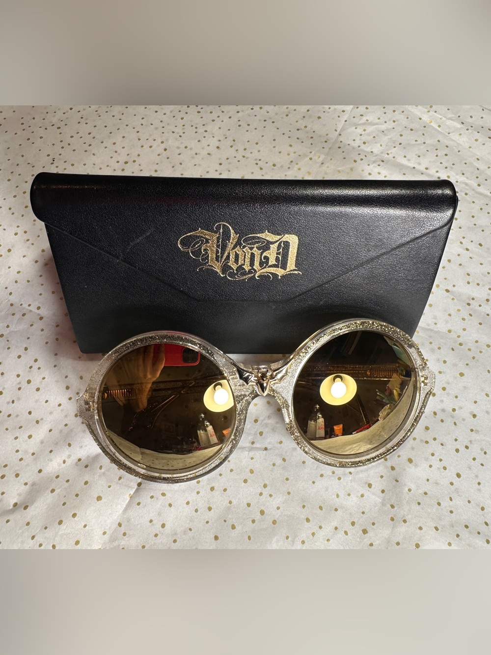 Kat Von D Bat Cave Clear Gold Glitter Glasses